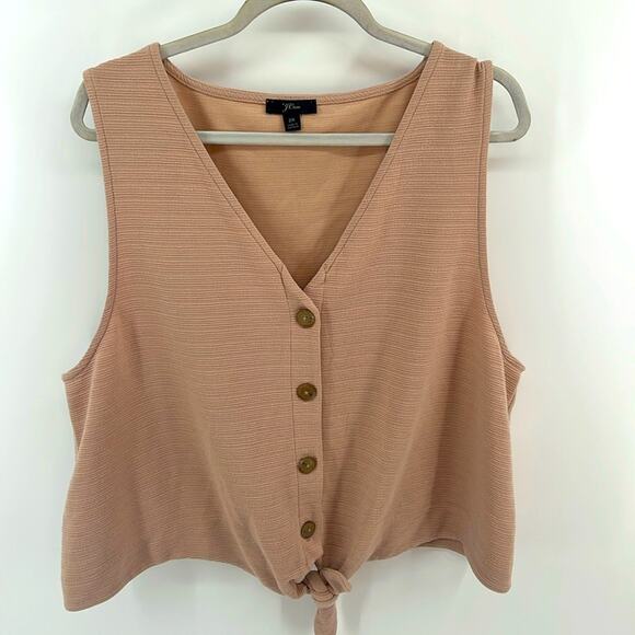 J. Crew textured sleeveless button up V neck tie front tank top sz 2X - Picture 1 of 6